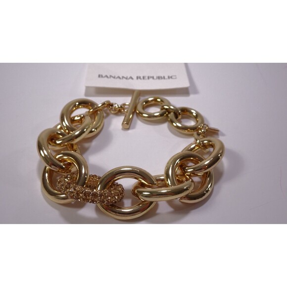 Banana Republic Women's Gold pave GLAMOUR Toggle Bracelet NEW STOCK - Picture 9 of 9